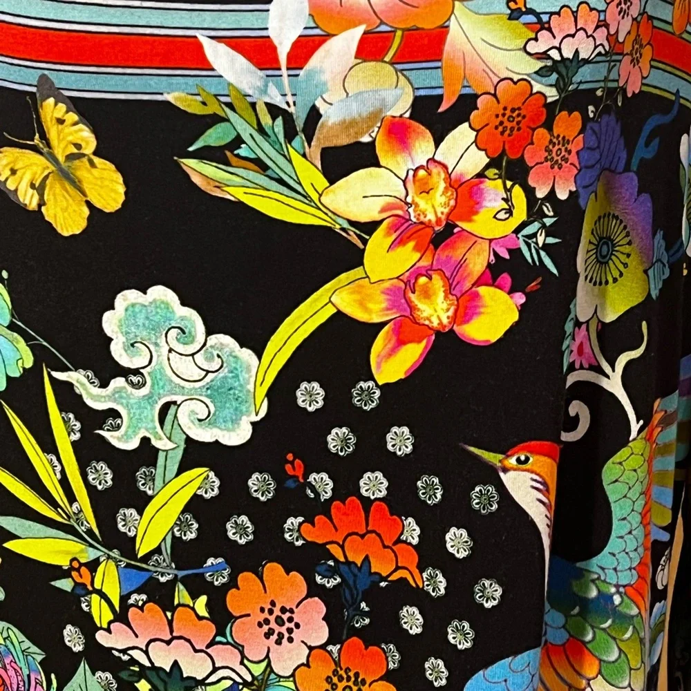 Johnny Was Dreamer Long Sleeve Vee Swing Tee Sz-L - Picture 3 of 5